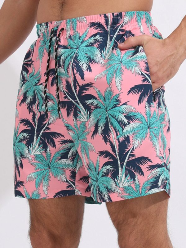 Tropical Print Swim Shorts With Compression Liner - Image 2
