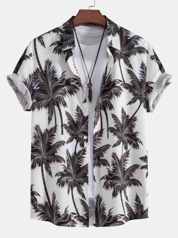 Palm Tree Print Button Up Shirt & Swim Short - Image 5