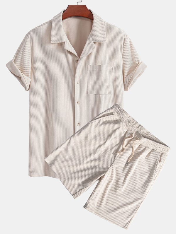 Short Sleeve Corduroy Cuban Shirt & Shorts - Image 2