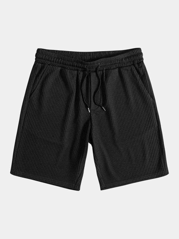 Muscle Fit Ribbed Stand Collar Shirt & Shorts - Image 19