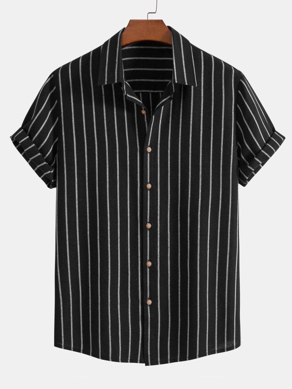 Cotton Blend Striped Button Up Shirt & Straight Leg Linen Pants - Image 8