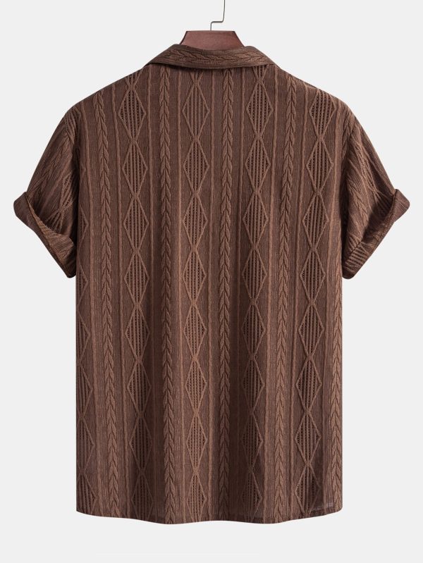 Geometric Jacquard Cuban Shirt & Straight Leg Linen Pants - Image 9