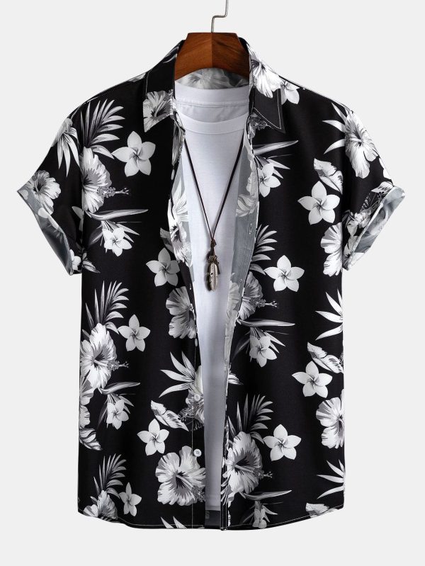 Tropical Floral Print Button Up Shirt & Swim Shorts - Image 5