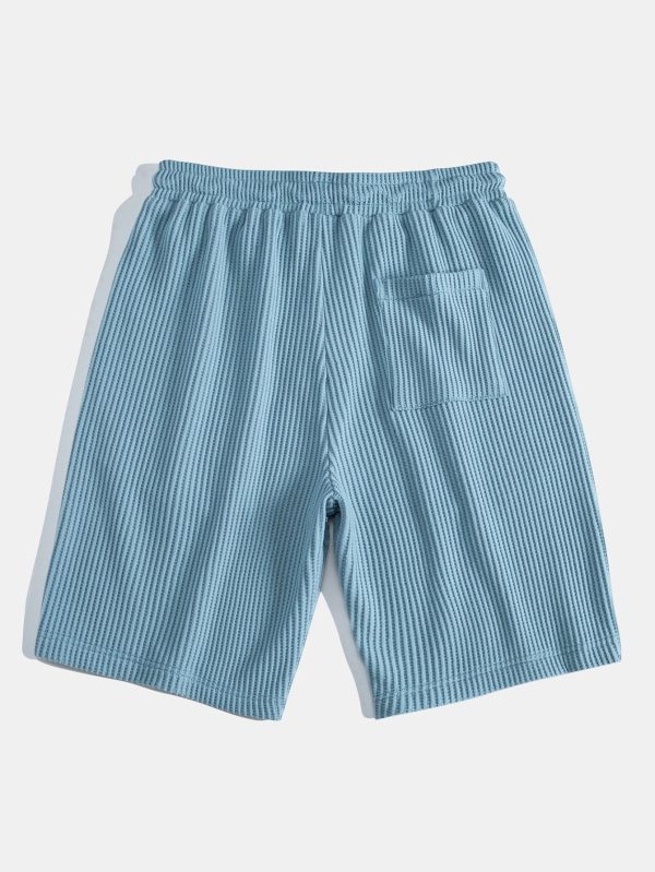 Knitted Waffle Arc Hem Hooded T-Shirt & Drawstring Waffle Shorts - Image 14