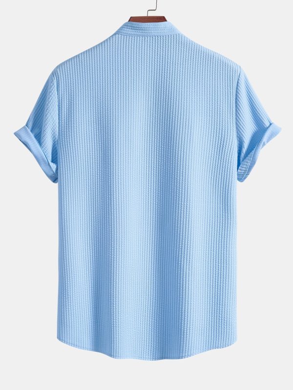 Muscle Fit Ribbed Stand Collar Shirt & Shorts - Image 15