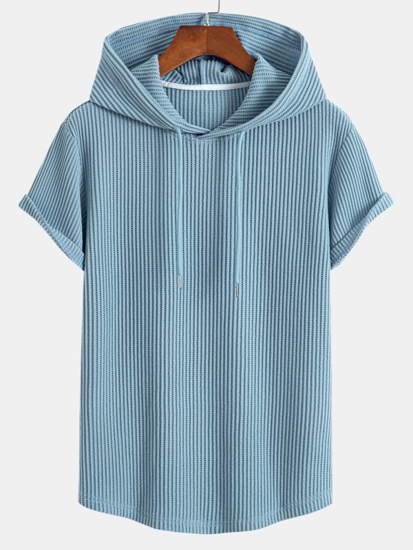 Knitted Waffle Arc Hem Hooded T-Shirt & Drawstring Waffle Shorts - Image 9