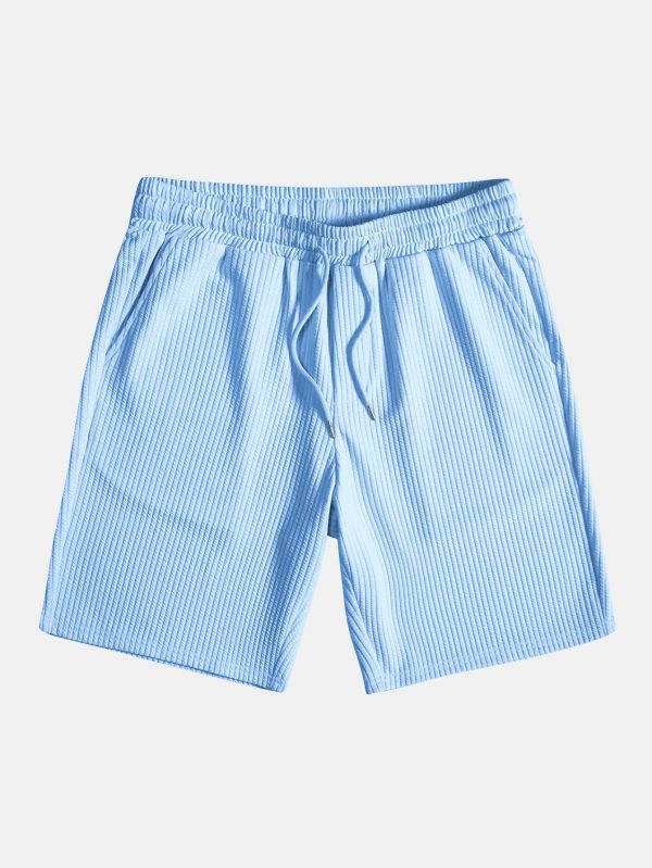 Muscle Fit Ribbed Stand Collar Shirt & Shorts - Image 16